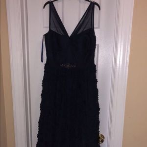 Fit and Flare Flower Dress(Navy color)